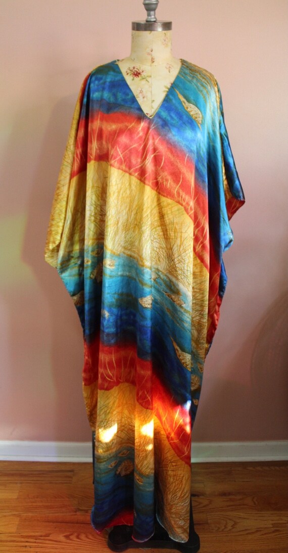 Vintage 1990s Seashell Seaside Printed Silky Kafta