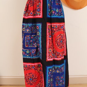 Vintage 1960s Floral & Glitter Full Length Maxi Skirt