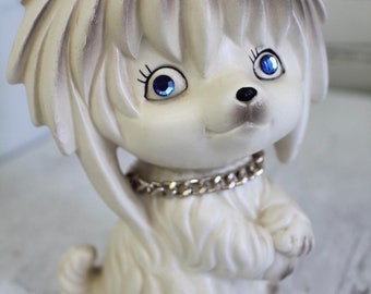 Vintage 60-70s Maltese White Dog Figurine / Piggy Bank