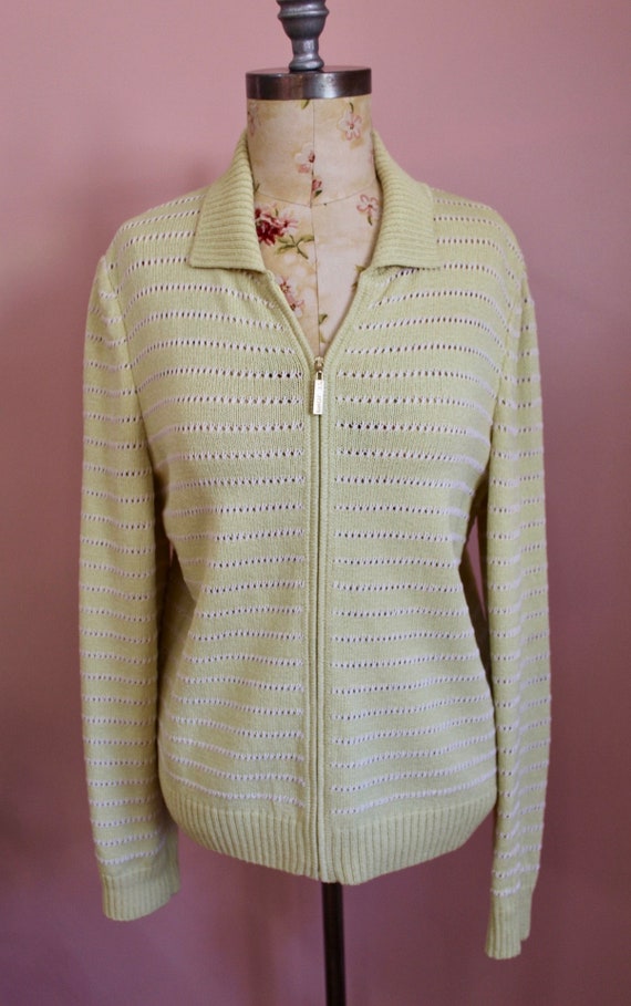 Vintage 1990s ST. JOHN Zip Up Yellow Knit Cardigan