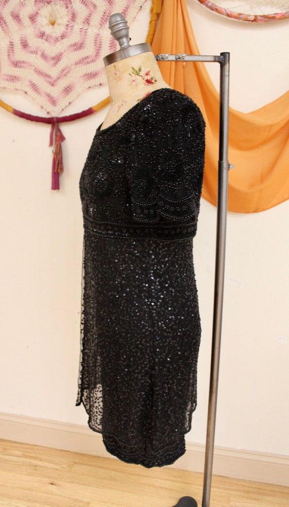 Vintage 1980s Little Black Sequin & Beaded Cockta… - image 8