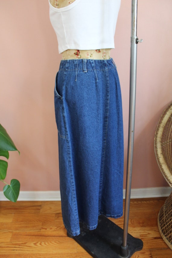 Vintage 1990s Long Denim Button Down Skirt- Size … - image 8