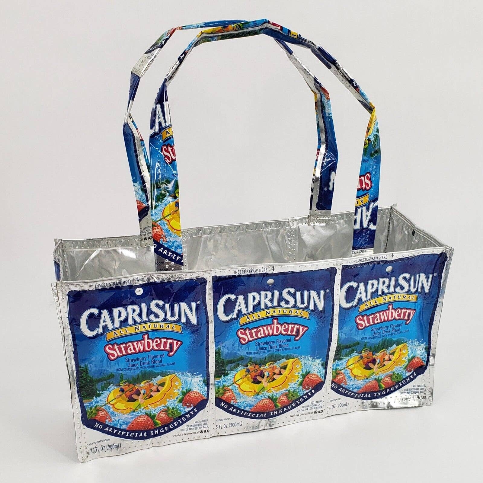 Handmade Capri Sun Purse Tote Bag Strawberry Upcycled