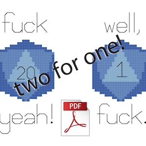 Two for one dice patterns -- Fuck Yeah and Well, Fuck! - Instantly Downloadable PDF Cross Stitch Patterns
