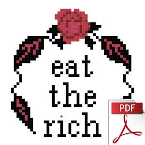 Eat The Rich - Downloadable Goth PDF Cross Stitch Pattern - Instant Download