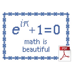 Math (s) ist schön (Euler's Identität) -- Sofort herunterladbares PDF-Kreuzstichmuster
