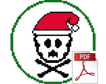 Santa Skull -- Instant Downloadable Christmas Cross-Stitch Pattern