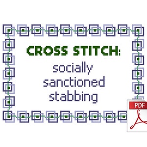 Socially Sanctioned Stabbing: Downloadable Cross Stitch PDF Pattern image 1