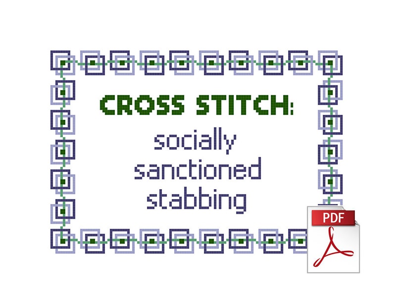 Socially Sanctioned Stabbing: Downloadable Cross Stitch PDF Pattern image 1