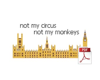 Not My Circus (UK Houses of Parliament) -- Downloadable PDF Cross Stitch Pattern