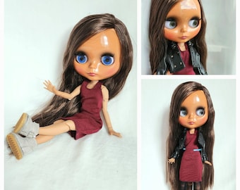 Lalka Blythe Jointed Body Naked 30 cm Długie Brązowe Włosy BJD