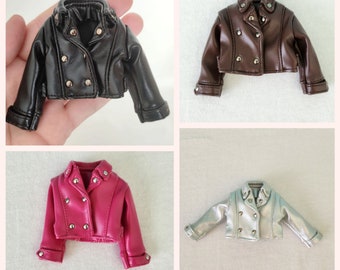 Leather jackets clothes for dolls Blythe 30 cm