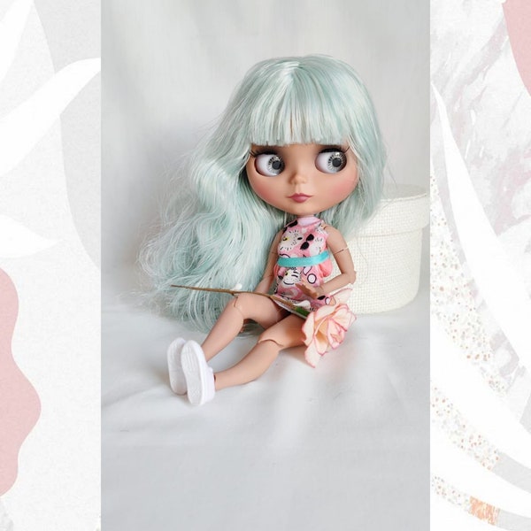 Puppe Blythe Gelenkkörper Nackt lange hellgrün Haare 30cm BJD