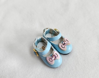 Shoes for Blythe 30 cm doll leather shoes blue with rhinestones