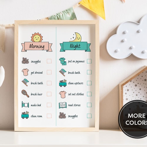 Kids Chore Chart Printable Morning and Evening AZ105 - Etsy