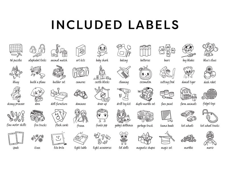 Printable Editable Toy Bin Storage Labels Set 2 Minimalist - Etsy