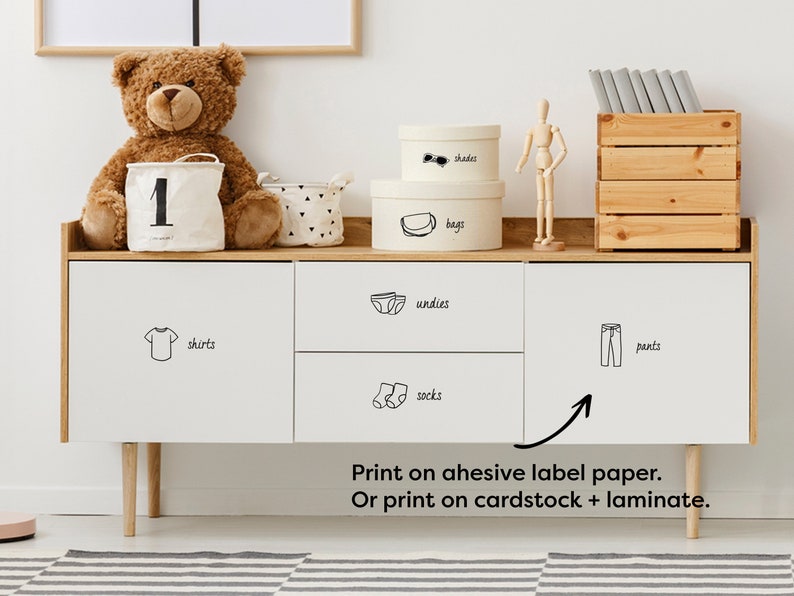 Printable Dresser Drawer Labels for Kids Clothing and - Etsy