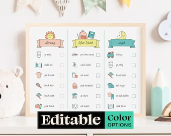 Kids Printable To Do List, Kids Daily Routine, Editable Canva Children&#39;s Chore Chart, Back to School Routine Editable