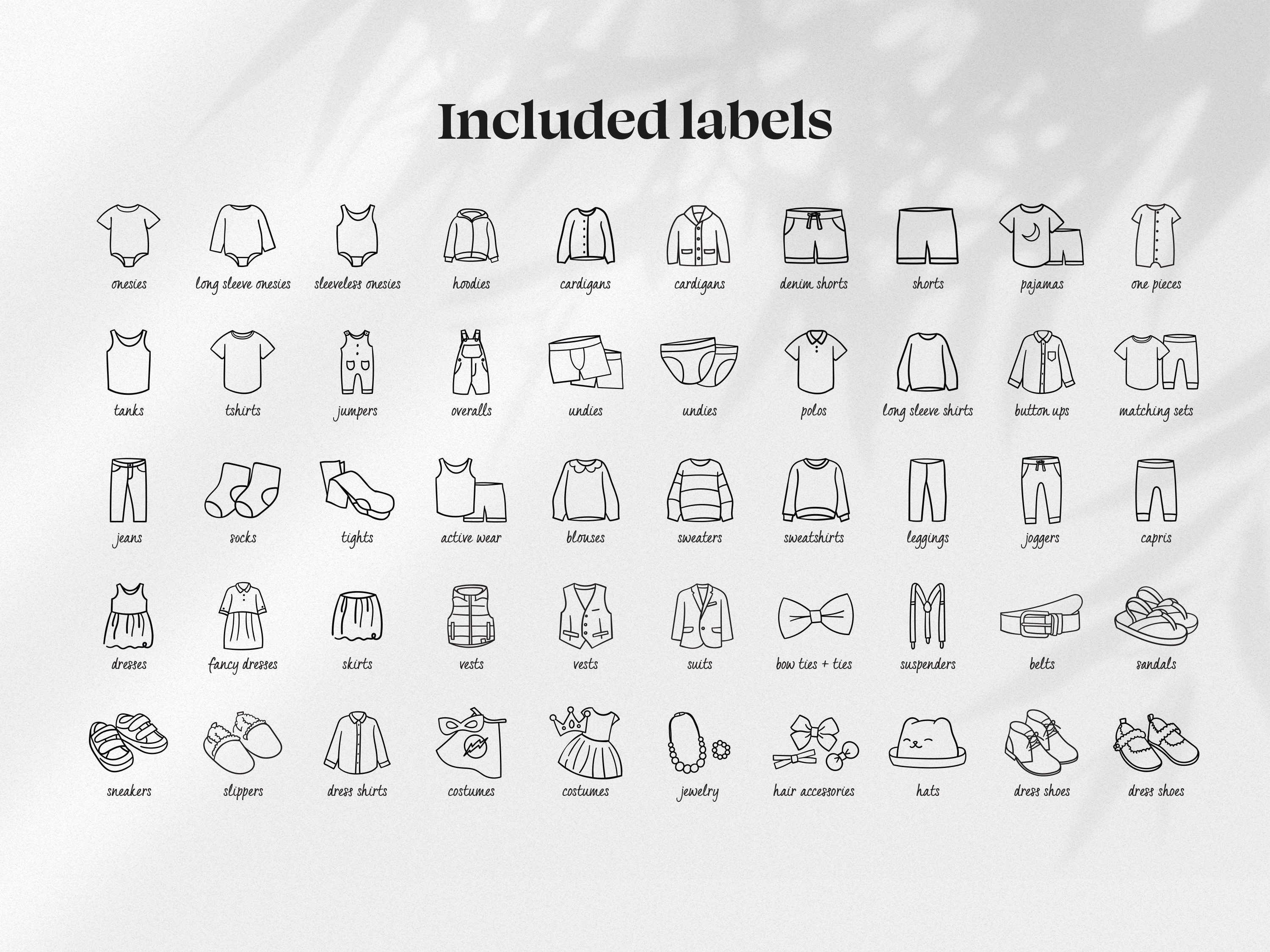 Printable Dresser Drawer Labels for Kids Clothing and Accessories ...
