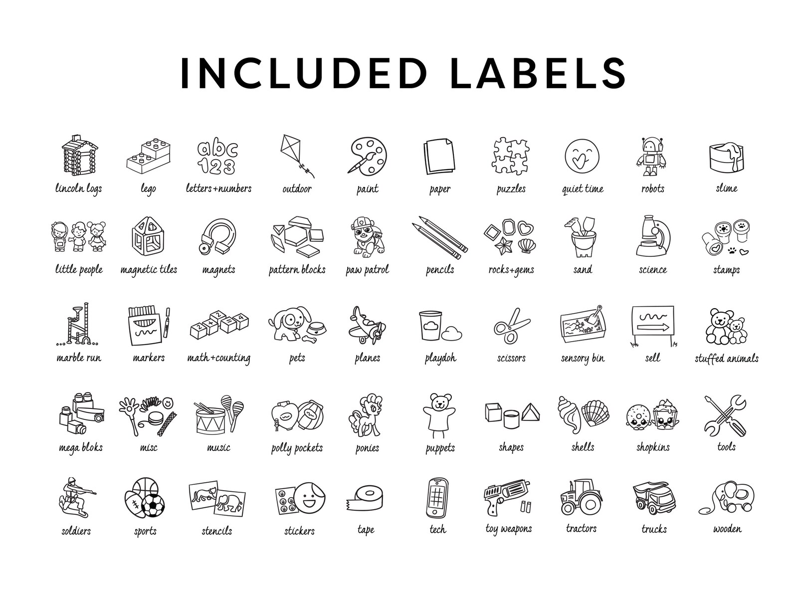 Printable Editable Toy Bin Storage Labels Minimalist Etsy