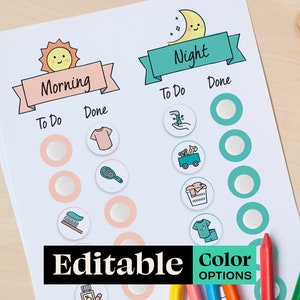 Kids To-do List Printable - Customize your Chore Chart - Laminate & Add Velcro Adhesive, Editable Canva Template