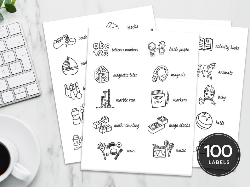 Printable Toy Bin Storage Labels Minimalist Playroom Storage Etsy