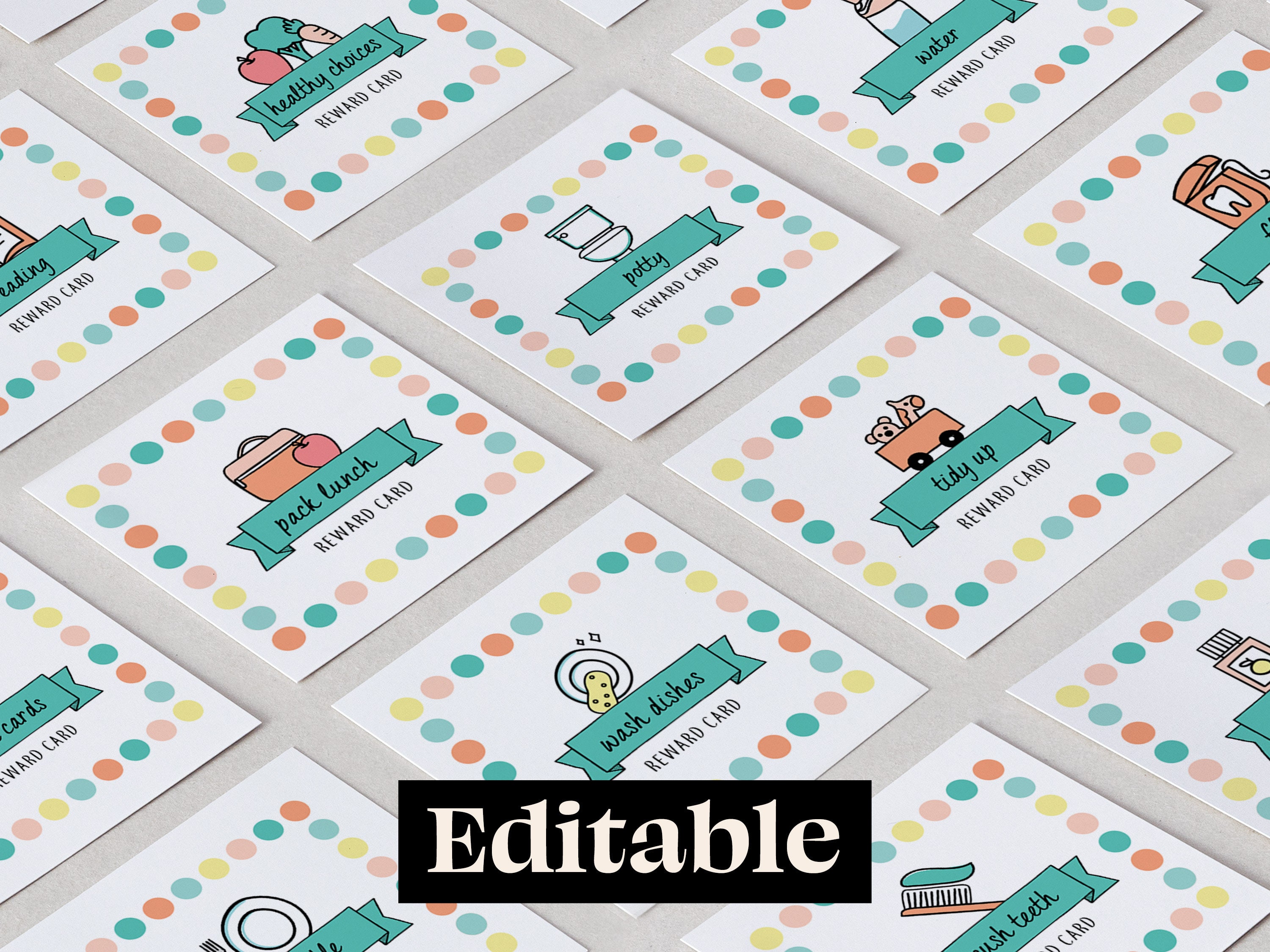 Printable Kid Reward Cards, Reward tracker for children and students, Reward Punch Cards