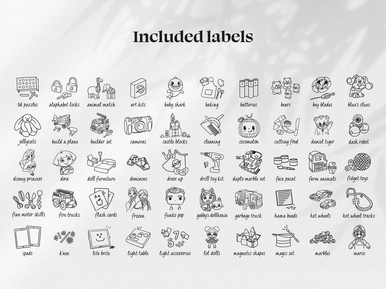 Printable + Editable Toy Bin Storage Labels Set 2, Minimalist Playroom ...