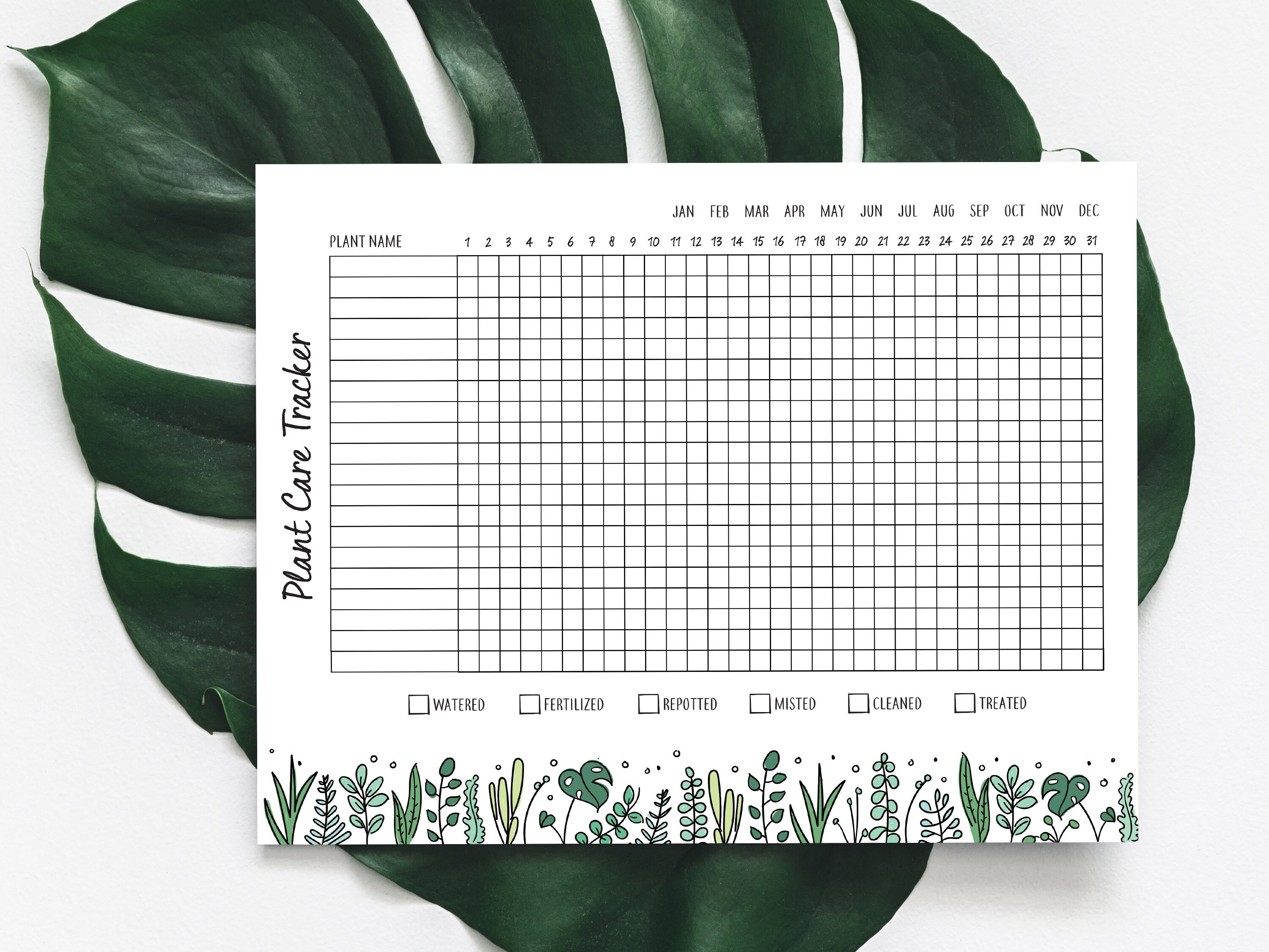 Printable Plant Care Tracker Plant Care Calendar Plant - Etsy UK