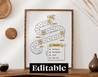 Printable + Editable Goal and Reward Tracker, Editable Habit Tracker, Potty Training Tracker, Weight Loss Tracker,  Habit Canva Printable