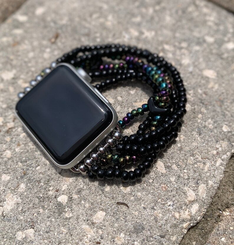 Black/ Multicolored Apple Watch Beaded Bracelet Band Etsy