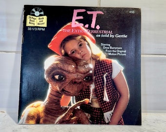 Vintage 1980s E.T. The Extra-Terrestrial Read Along and 45 Vinyl (as told by Gertie), Narrated by Drew Barrymore, 1980s Collectors ET