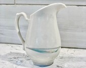 Small Vintage Ironstone Creamer with a small Transferware Floral Detail, Ironston Milk Pitcher, Floral Ironstone