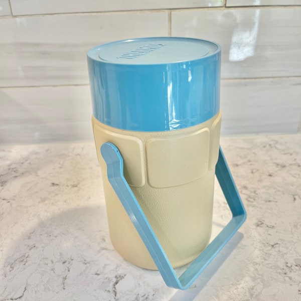 Vintage Powder Blue Retro Thermos, 22 oz Thermos for Food, Coffee or Soup, Retro Thermos, Blue Thermos with Cup, 1980s Thermos, USA