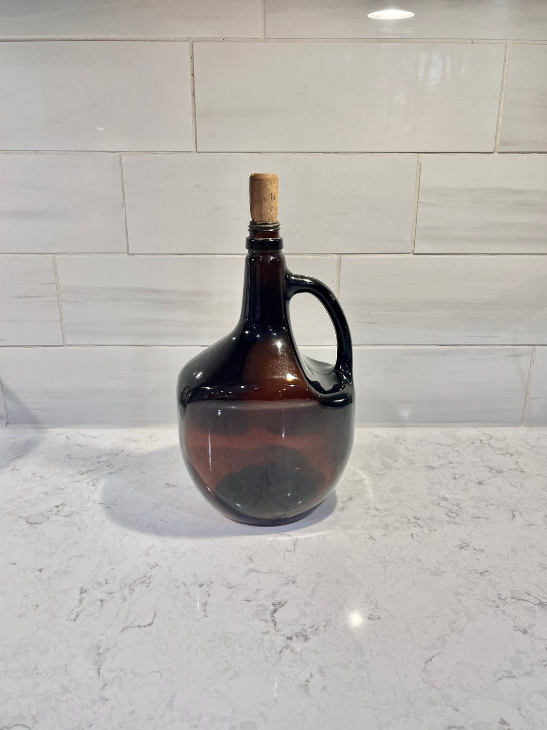 Amber Glass Half Gallon Jug Vintage Amber Wine Jug Vintage Etsy