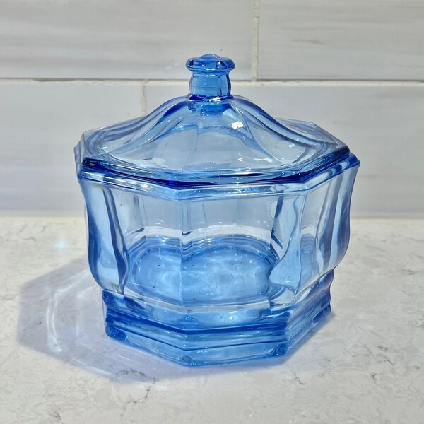 Fenton Blue Lidded Dish Etsy