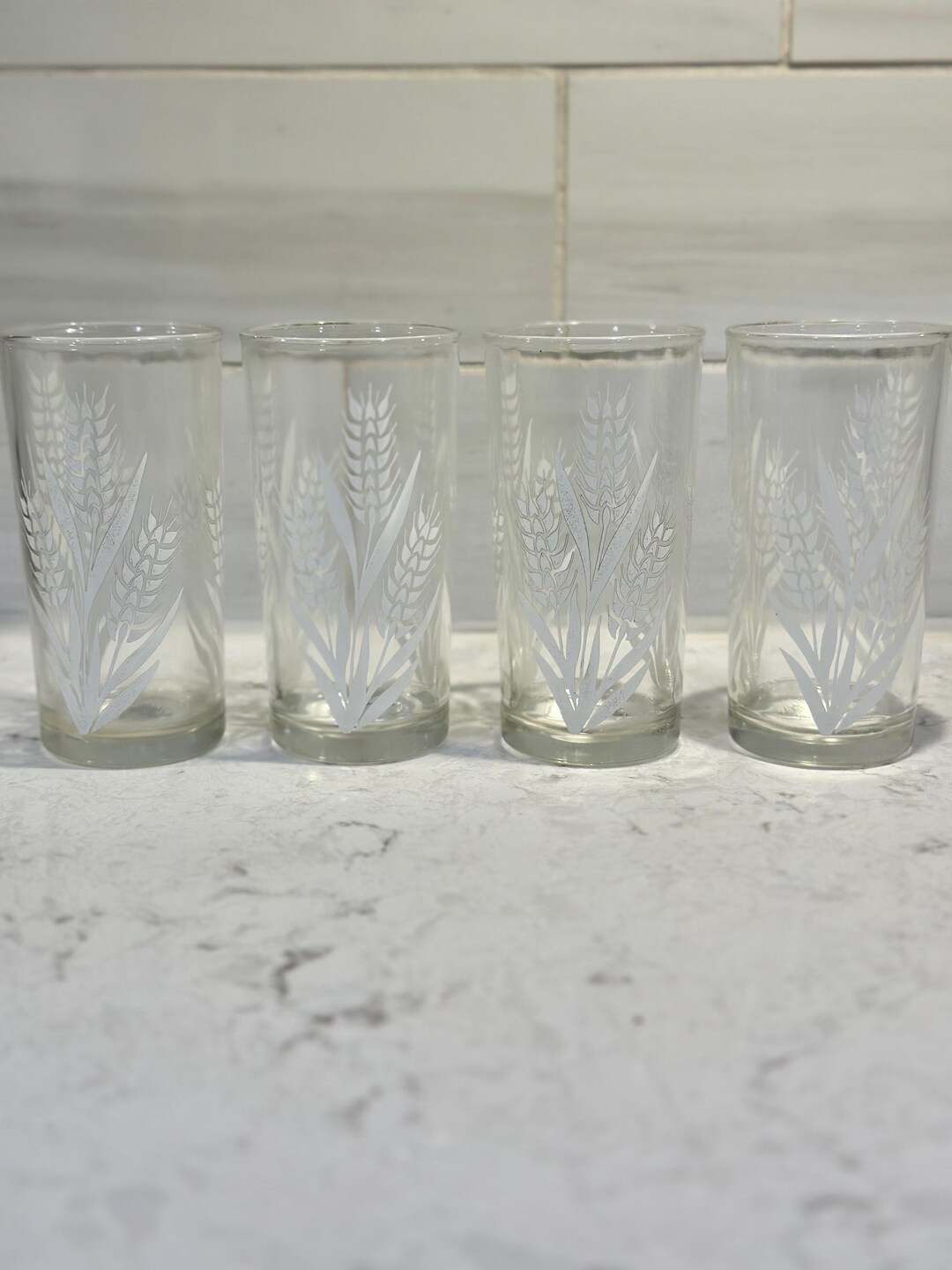 1940s Vintage Wheat Drinking Glasses, Vintage Glassware, Set of 4 ...