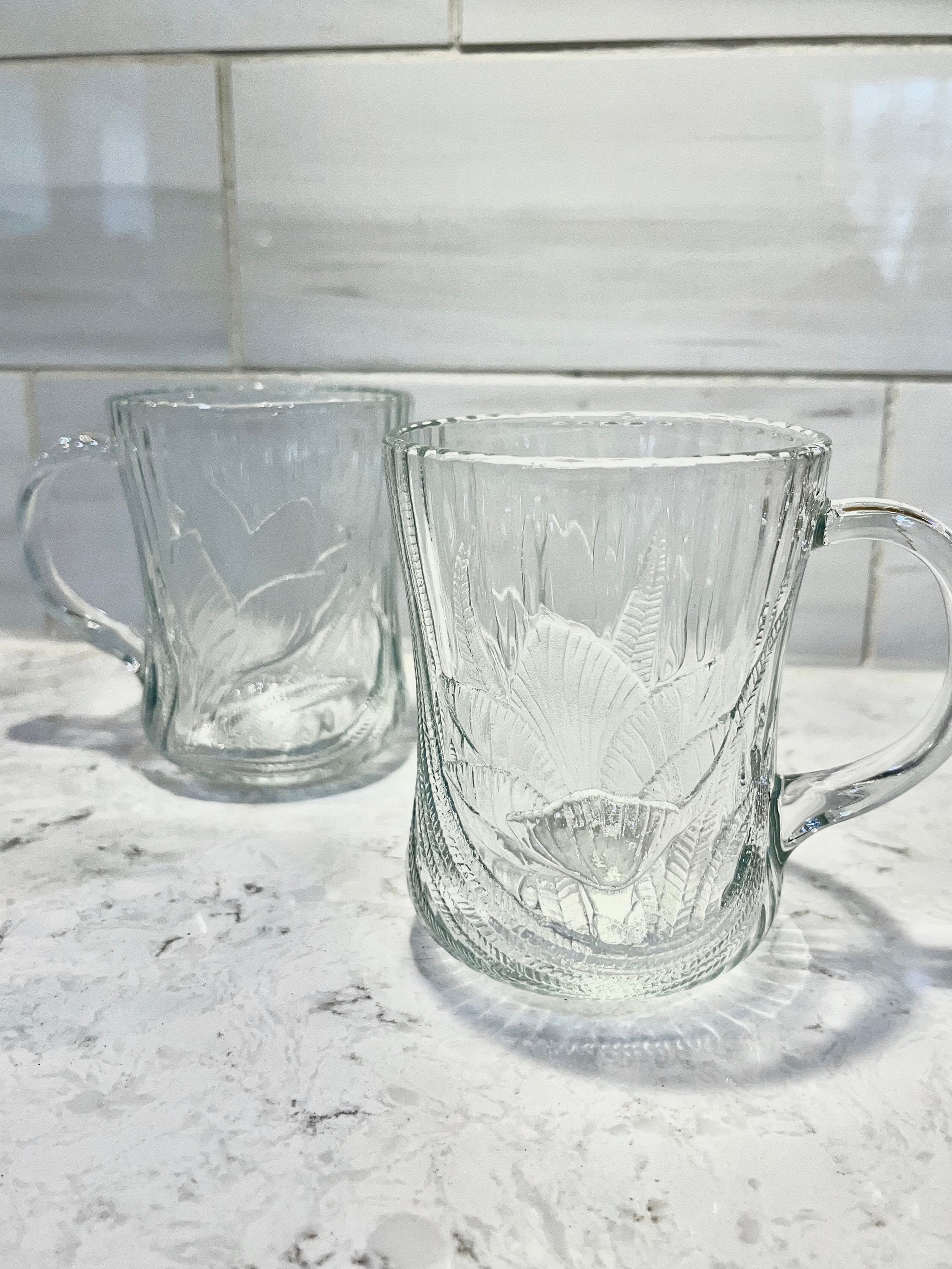 Arcoroc France Canterbury Crocus Glass Coffee Cups, Vintage Arcoroc Clear  Glass Floral Coffee Mug, Clear Glass Crocus Mugs, 6 Piece Mug Set 