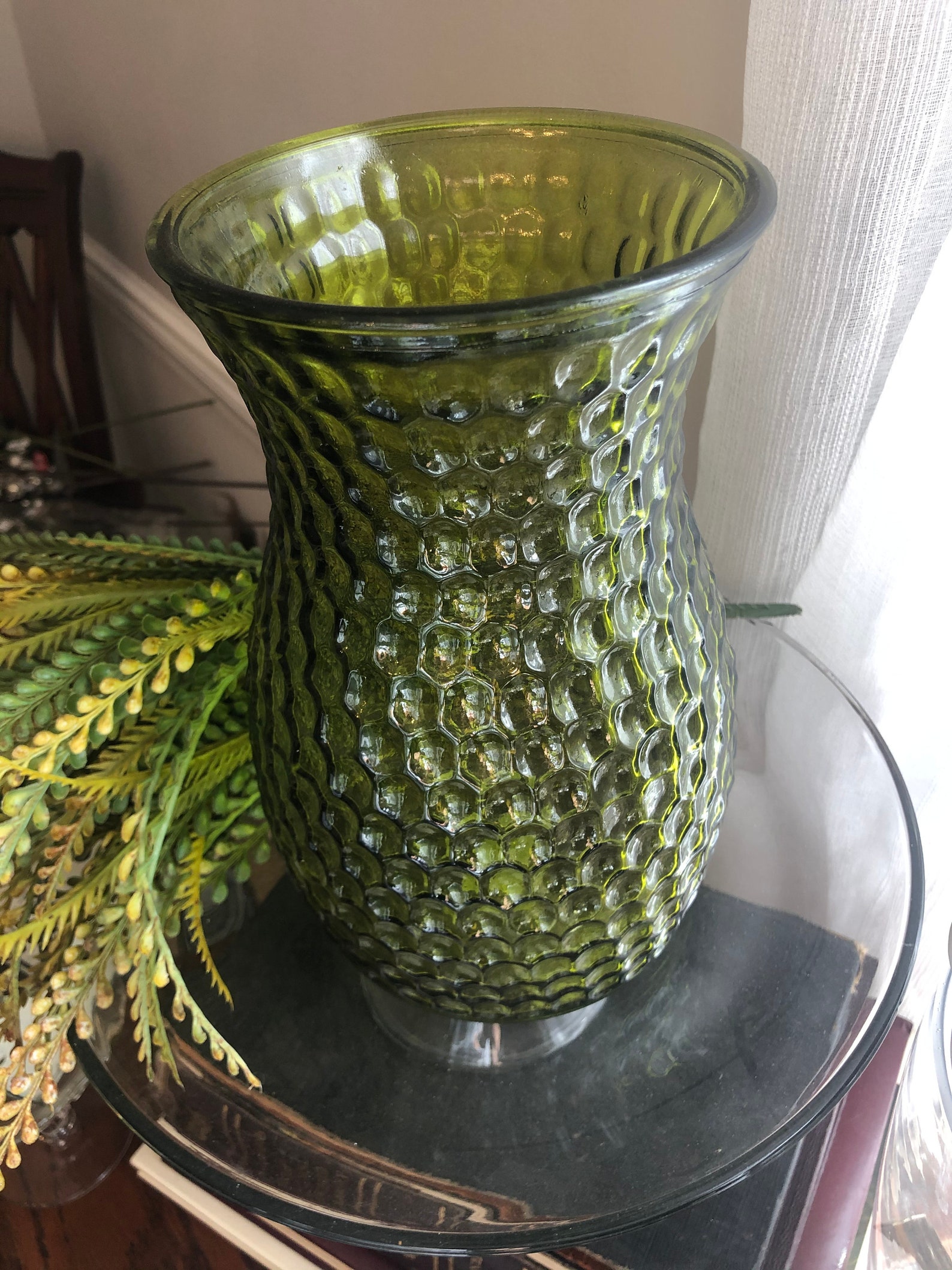 Green Large Glass Vase Large Green Glass Etsy