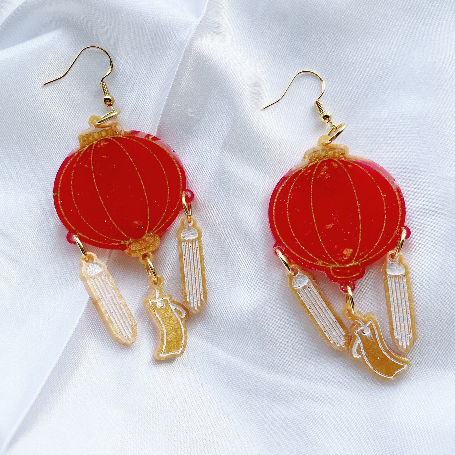 Lunar New Year Lantern Earrings Chinese New Year | Etsy