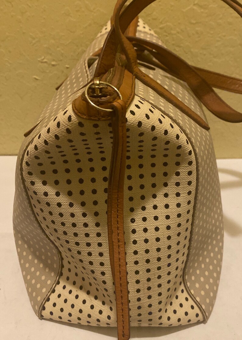 Vintage Fossil Large Shoulder Bag Tote Canvas Polkadot and Etsy