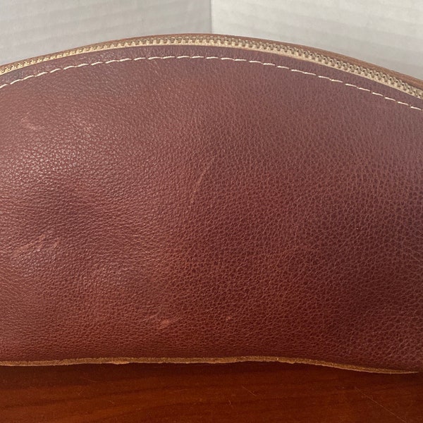 Portland Leather Goods Pebbled Brown Luxury Makeup Cosmetic Toiletry Bag
