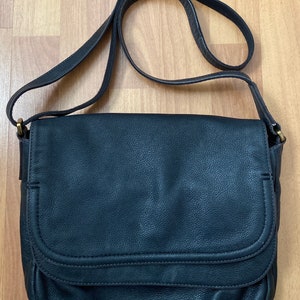 Vintage Rare Find Fossil Peyton Black Leather Double Flap Crossbody Purse Etsy Canada