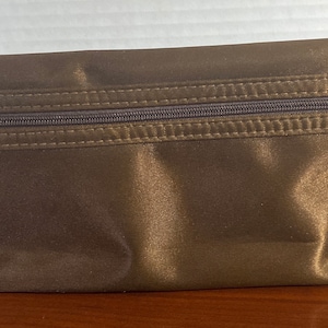 Bvlgari Parfums Evening Clutch Metallic Brown Fabric Cosmetic Bag Purse Gold Tone Trim