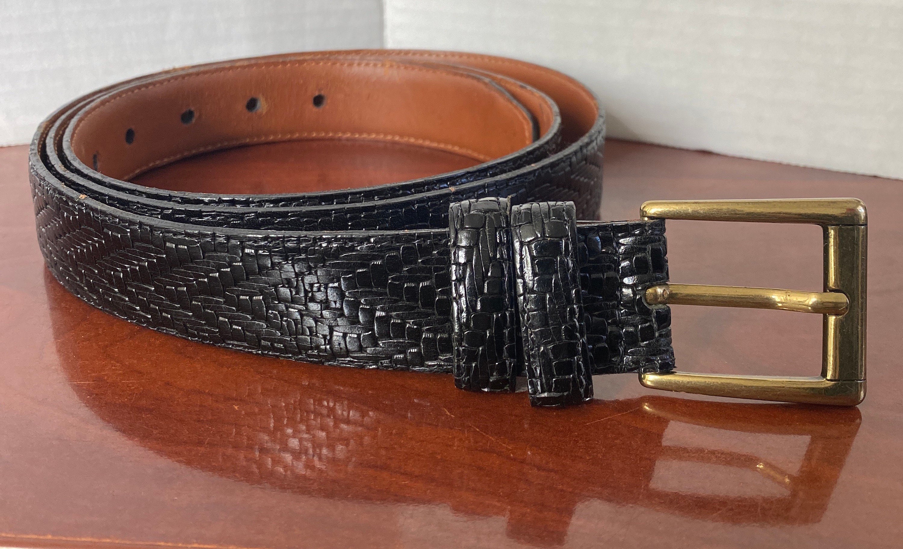 Vintage Eurometal Buckle and Black Italian Full Grain