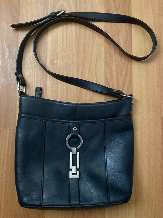 Etienne Agner black leather shoulder Crossbody bag - image 1