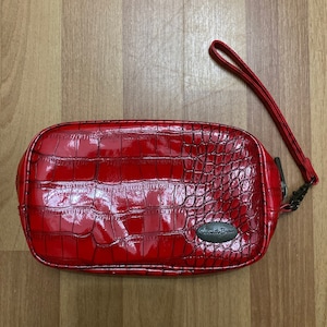 Samantha Brown rojo Cuero de imitación de cocodrilo en relieve cool it caddy estuche de viaje bolso de pulsera de maquillaje