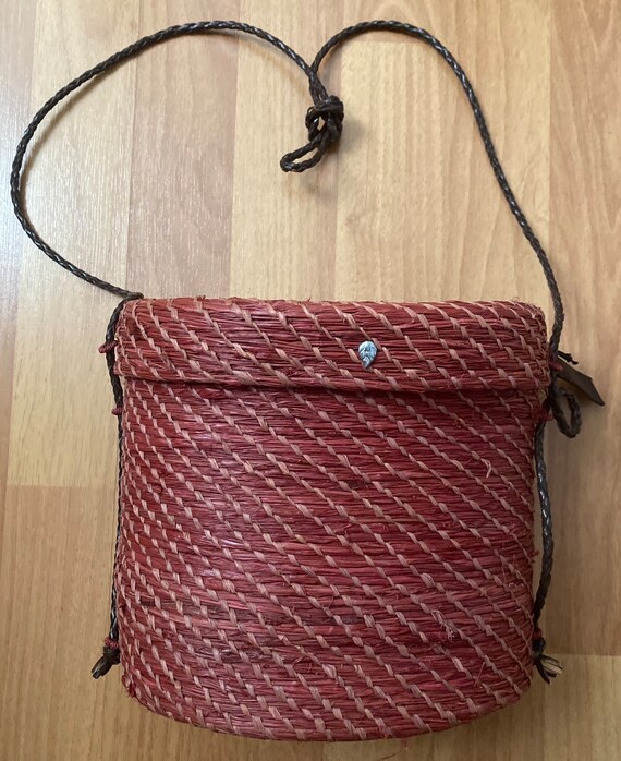 Vintage Helen Kaminski Beautiful Red Raffia Straw 