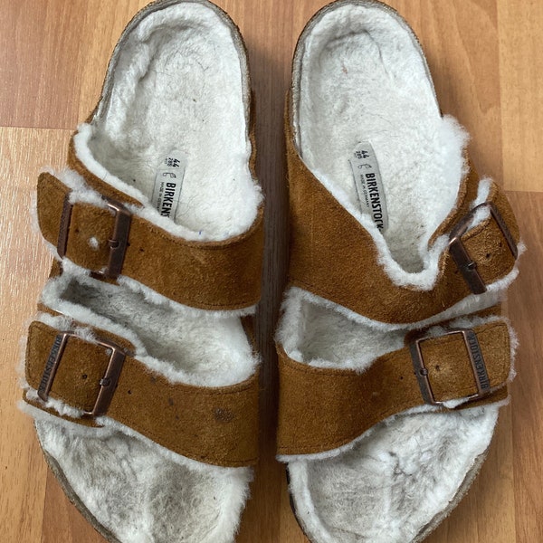 Birkenstock Arizona Shearling Brown Suede Leather Men EU 44 Made in Germany