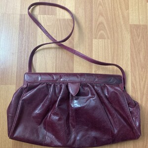 Vintage raro Susan Gail medio marrón ante cuero crossbody bolso clutch bolso hecho en EE.UU.